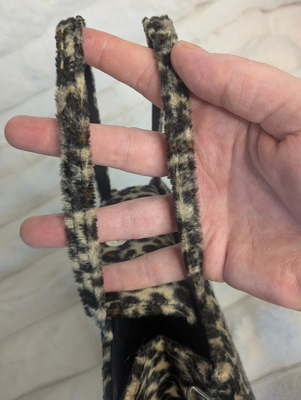 Kate Spade Vtg Faux Fur Leopard Print Sam Mini Tote Bag